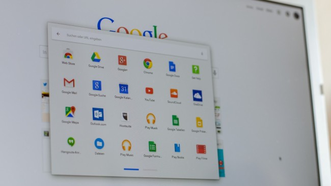 Desktop des Toshiba Chromebook mit Chrome OS