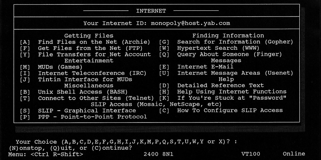 19941995 Flatland BBS Menu Screen (adapted) (Image by Tim Patterson Folgen [CC BY-SA 2.0] via flickr)