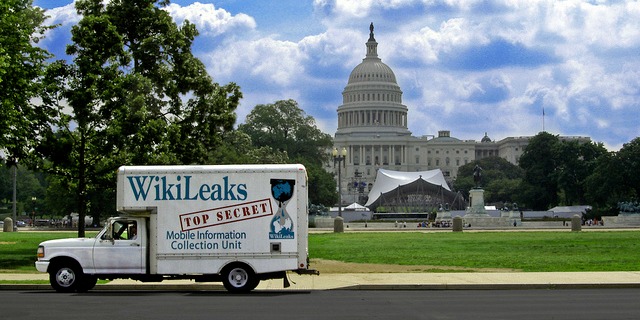 wikileaks truck capitol hill (adapted) (Image by Wikileaks Mobile Information Collection Unit [CC BY 2.0] via flickr)