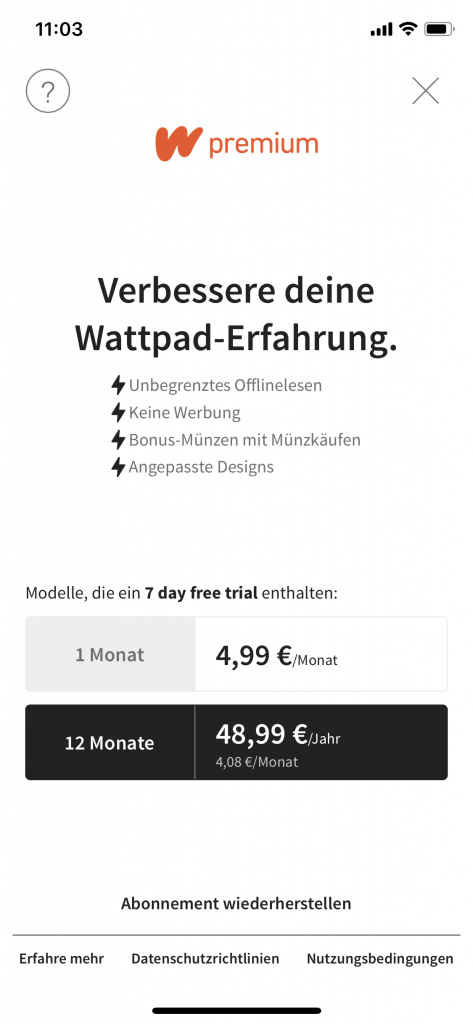 Wattpad Screenshot