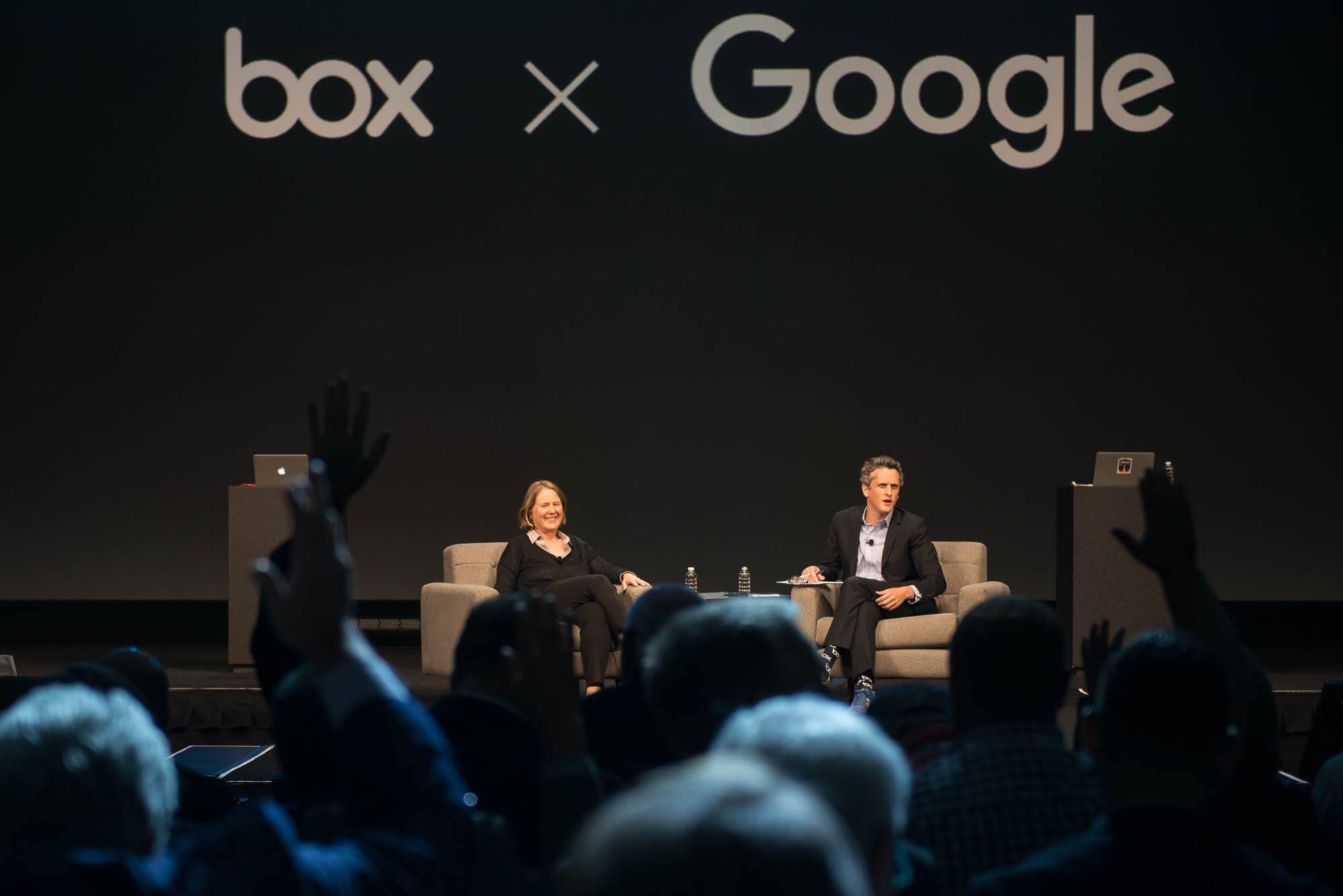 Diane Greene von Google und Aaron Levie von Box