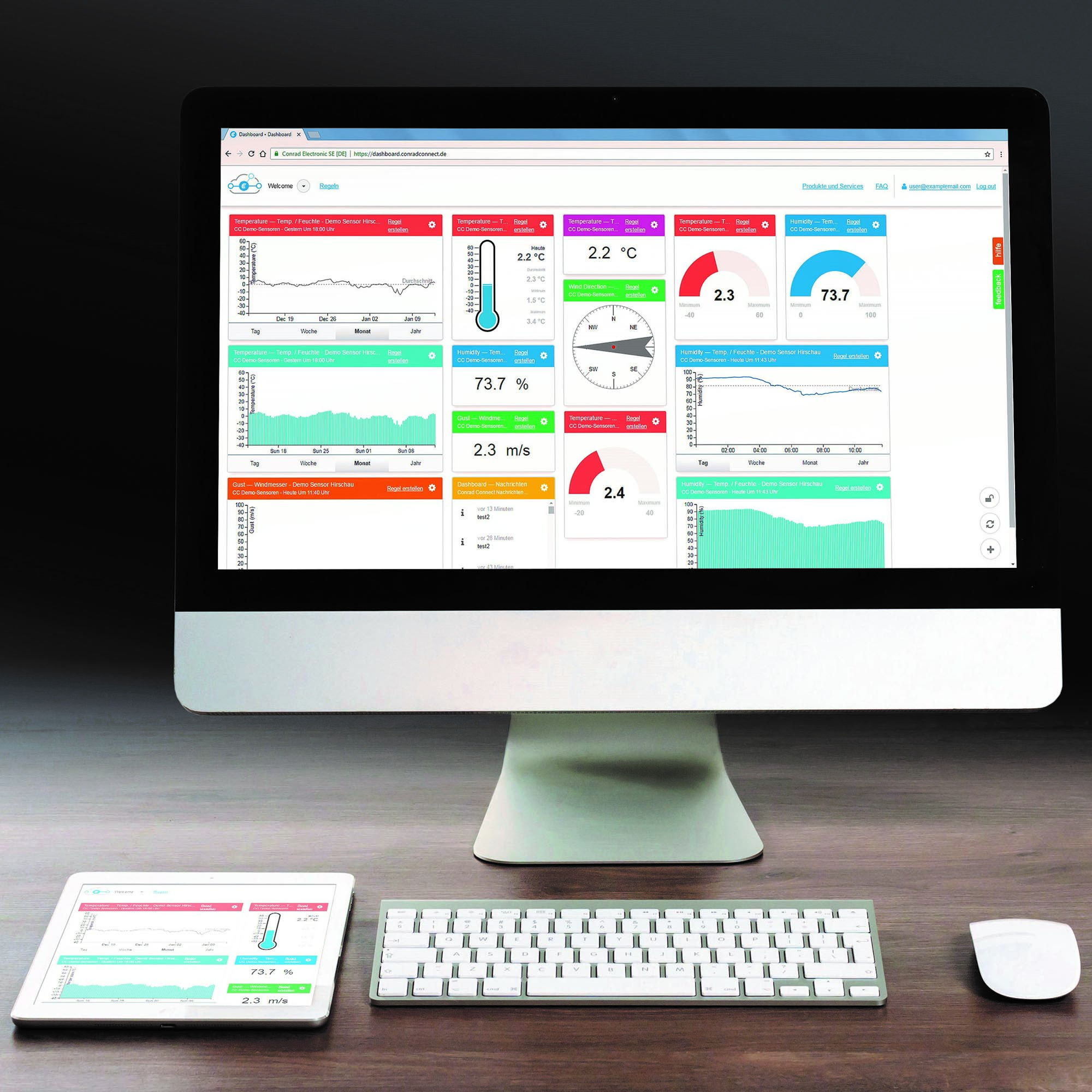 Conrad Connect Oberfläche auf Mac und iPad