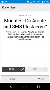Offtime Anrufe und SMS (Screenshot by Jennifer Eilitz)