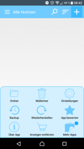 Notepad App Funktionen (Screenshot by Jennifer Eilitz)
