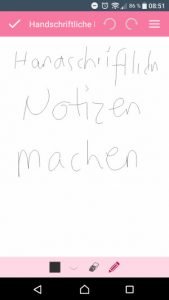 Notepad App Notizen Handschriftlich gestalten (Screenshot by Jennifer Eilitz)