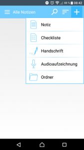 Notepad App Notizmöglichkeiten (Screenshot by Jennifer Eilitz)