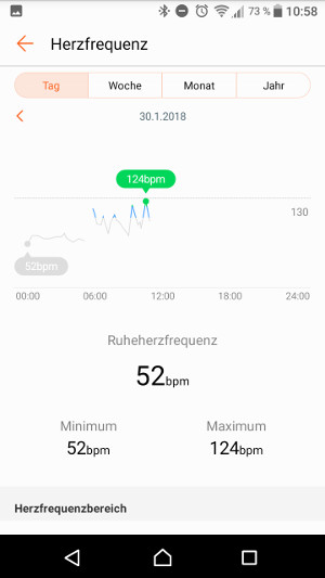 Huawei Band 2 Pro Herzfrequenz 2 (Screenshot by Jennifer Eilitz)