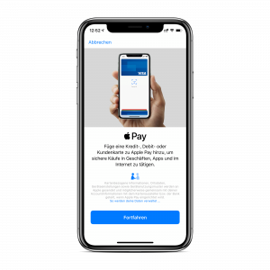 Apple Pay einrichten - Schritt 1