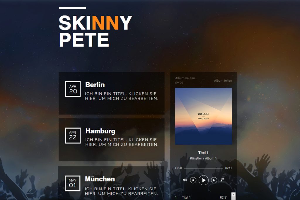 Beispielseite eines DJs.