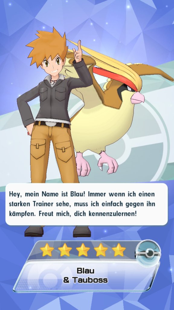 Der Pokémon-Trainer Blau schließt sich uns an.