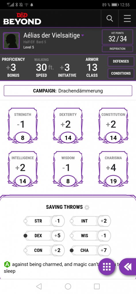 D&D Beyond als Mobilseite
