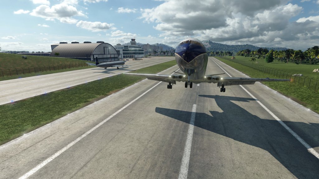 Ein Flugzeug beim Abheben.