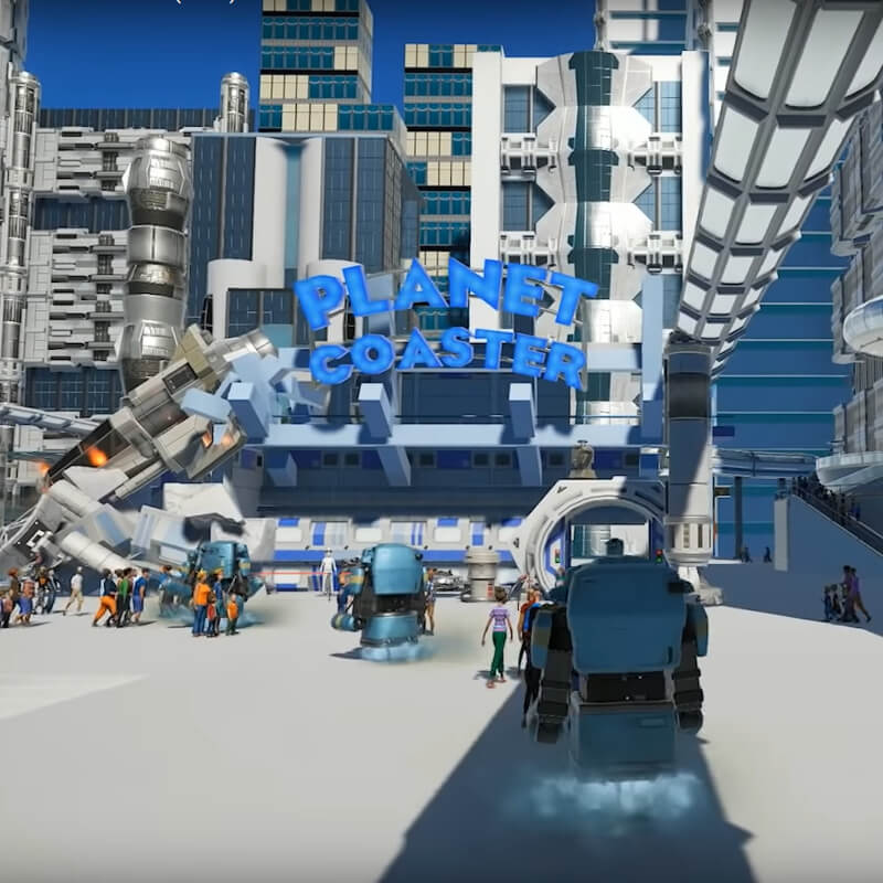 Die Science Fiction-Welt Futureworld in Planet Coaster.