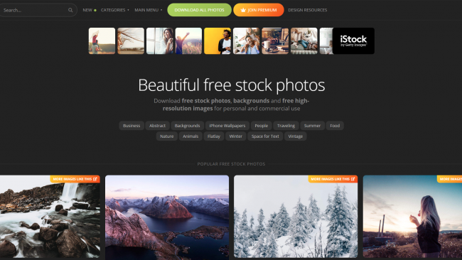 Suchmaske auf Picjumbo - Fotoseite - Screenshot von Moritz Stoll