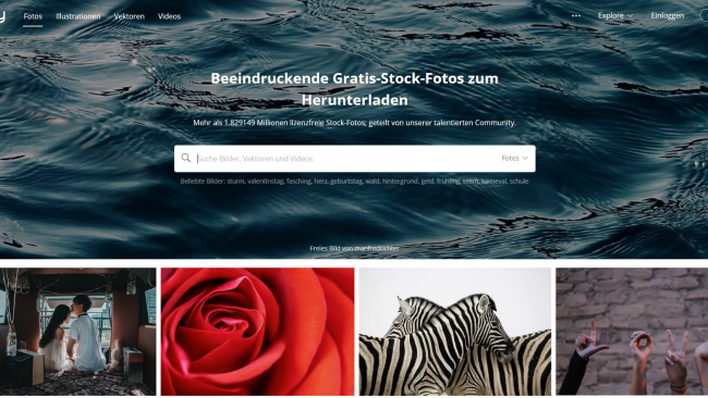 Pixabay - Seite für kostenlose Stockfotos - Startseite Screenshot von Moritz Stoll