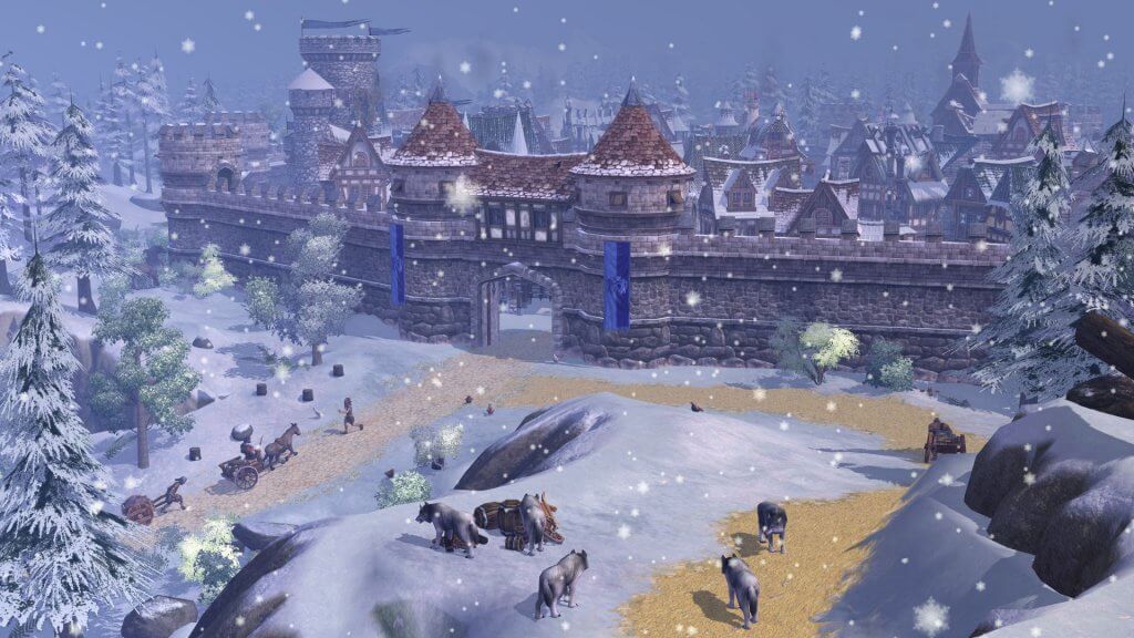 Eine befestigte Stadt im Winter