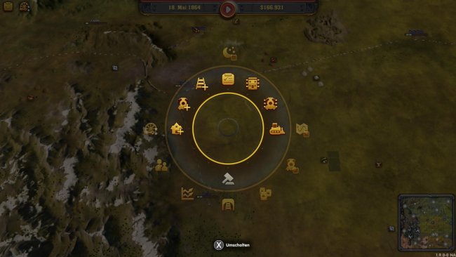Ringmenü in Railway Empire Nintendo Switch