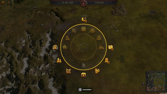 Ringmenü in Railway Empire Nintendo Switch