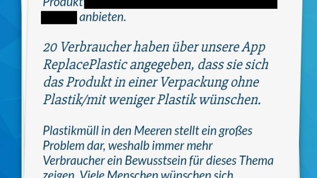 Beispielmail Screenshot ReplacePlastic