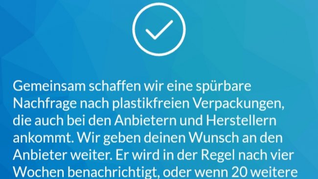 Danke für Dein Feedback! Screenshot ReplacePlastic