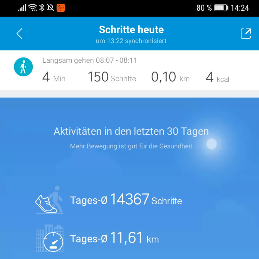 Eine Fitness App auf dem Smartphone