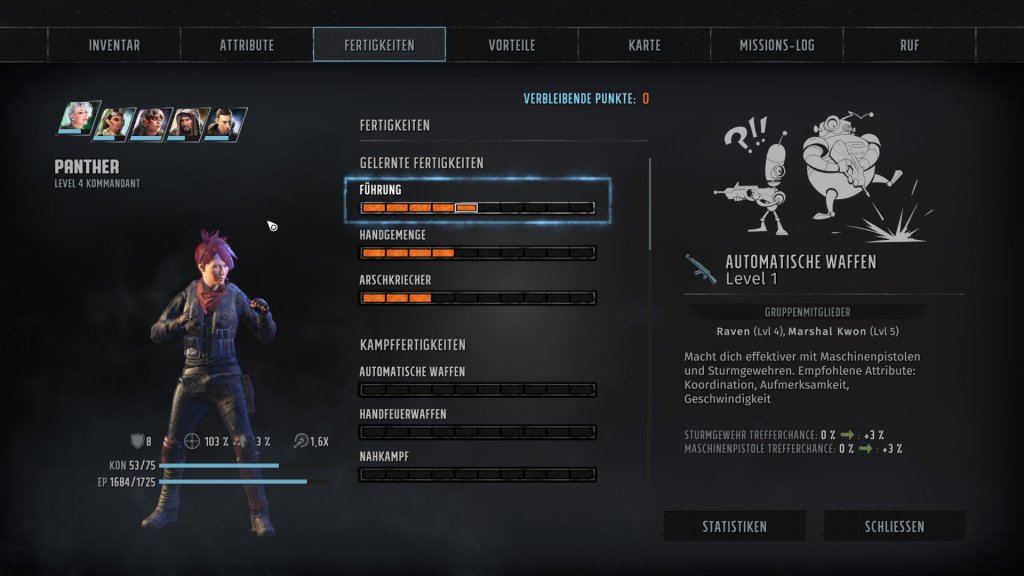 Charakteranpassung in Wasteland 3
