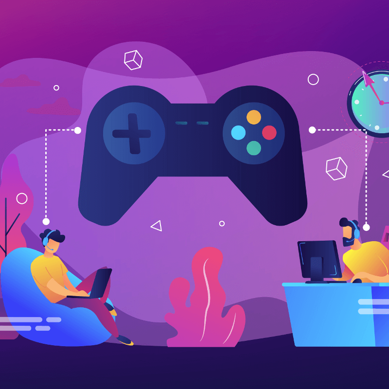2 Gamer an unterschiedlichen Orten sind verbunden durch einen Controller