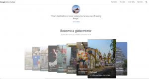 Screenshot aus Google Arts and Culture. Zu sehen ist eine Auswahl an Ländern, die man über die App erkunden kann.
