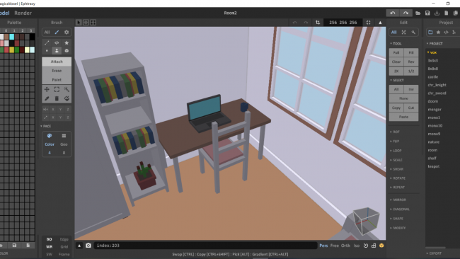 Das Model-Interface in MagicaVoxel