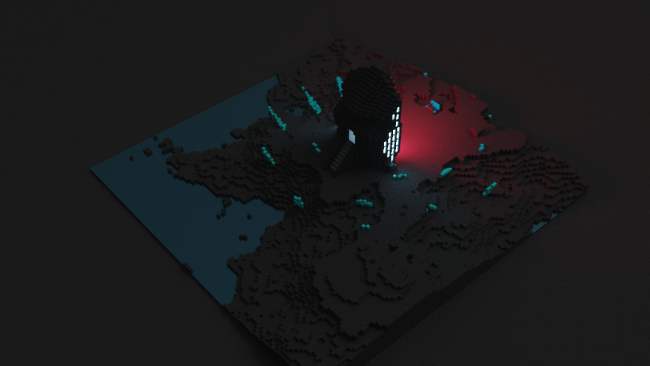 Eine Sci-Fi Szene aus MagicaVoxel