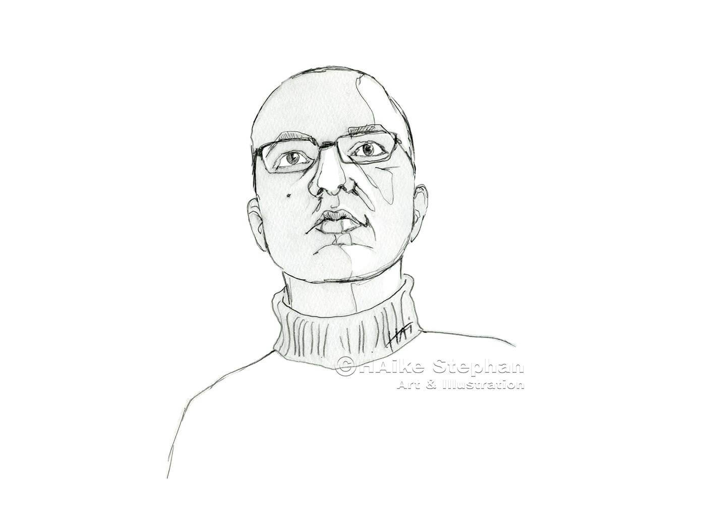 Gezeichnetes Portrait von Podcast-Gast Prof. Edmund Weitz.