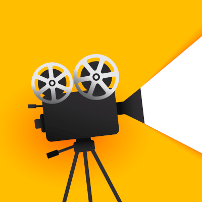 Beitragsbild Filmprojektor mit gelbem Hintergrund, der Licht auf rechte Seite schießt. Thema Film Podcasts