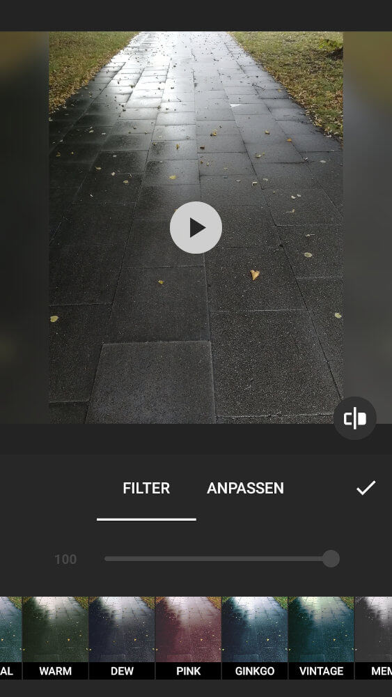 Dritter Screenshot des Video-Editing Programm Inshot mit Beispiel Video