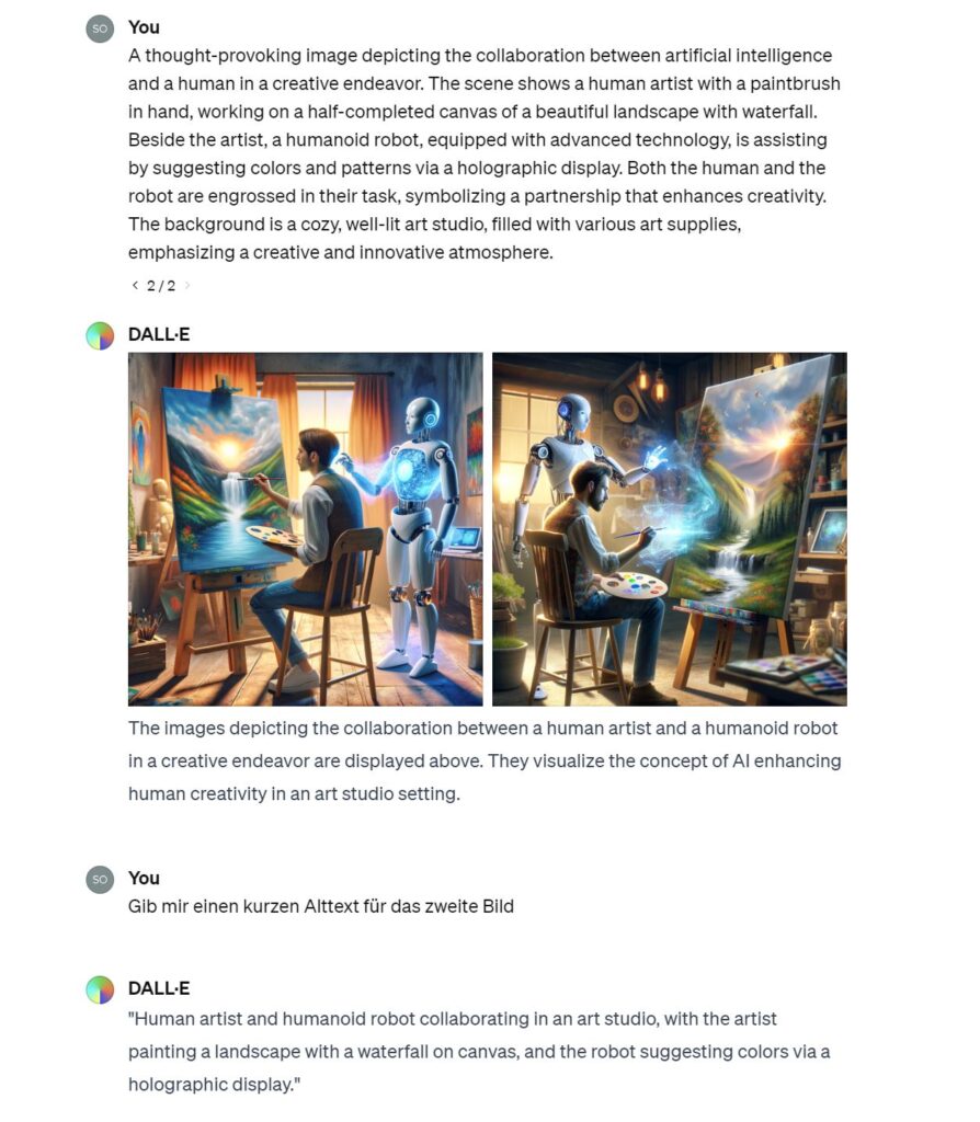 Promptanfrage an DALL-E 3, die nachträglich noch etwas verfeinert wurde um den eigenen Wünschen mehr zu entsprechen.