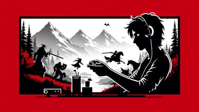 Silhouette eines Videospielers vor einem Bildschirm, auf dem sein Videospiel läuft.
