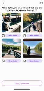 PicsArt generiert KI-Bild das eine Katzen mit Hut am Fluss zeigt