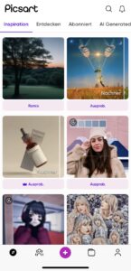 Picsart Auswahl zu Inspiration, Ausprobieren und Remixen