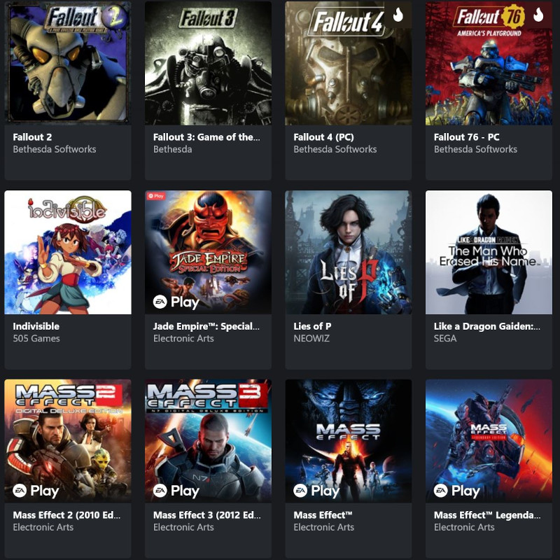 Eine Auswahl von Rollenspielen im Microsoft Game Pass.