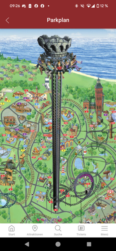 Die Karte der Hansa-Park-App.