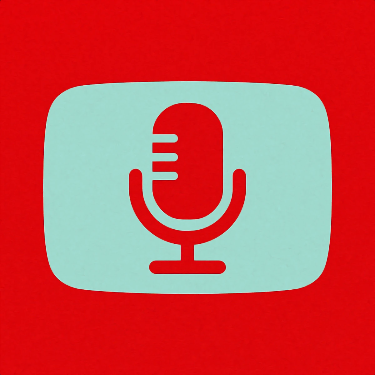 Ein rotes Mikrofon-Icon auf der simplifizierten Darstellung eines Bildschirms. Auch der Hintergrund ist rot.