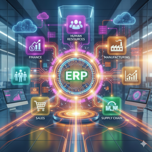 Ein bild zu ERP Systemen in unternehmen, modern, 1:1