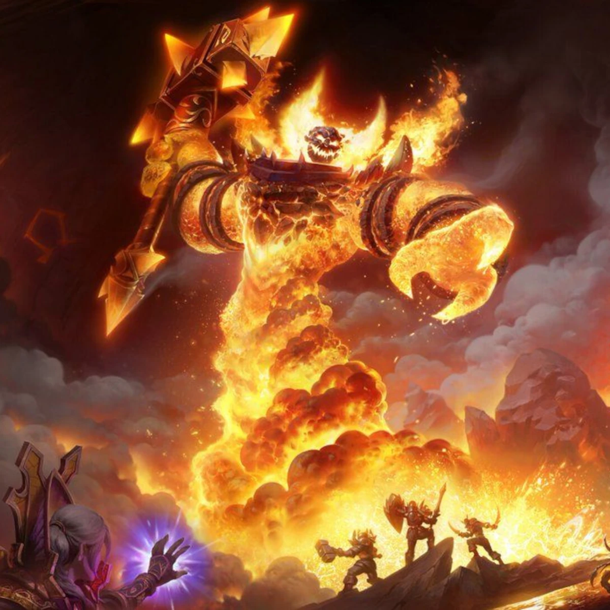 Artwork von Ragnaros, dem finalen Boss im geschmolzenen Kern von World of Warcraft.